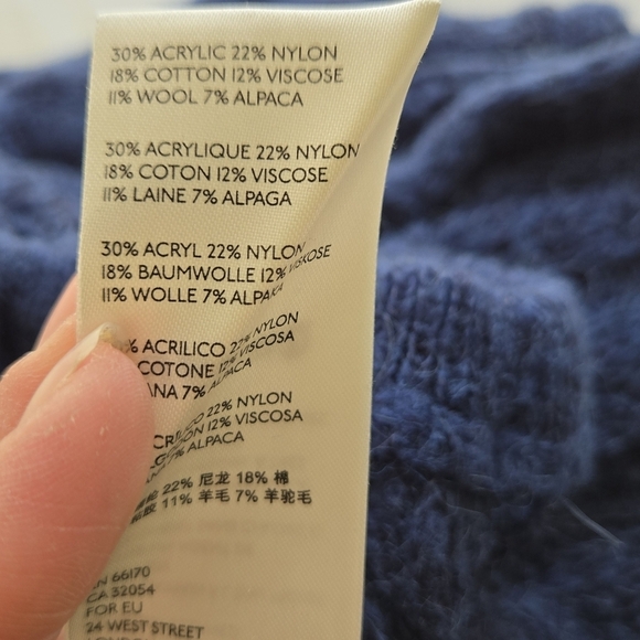 Free People Navy Cosmos Combo Fuzzy Sweater Small Open Knit Wool Alpaca Blend - Picture 12 of 12